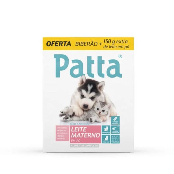 Patta Leite materno em pó para gatos e cães com Oferta de 150 g + Biberão